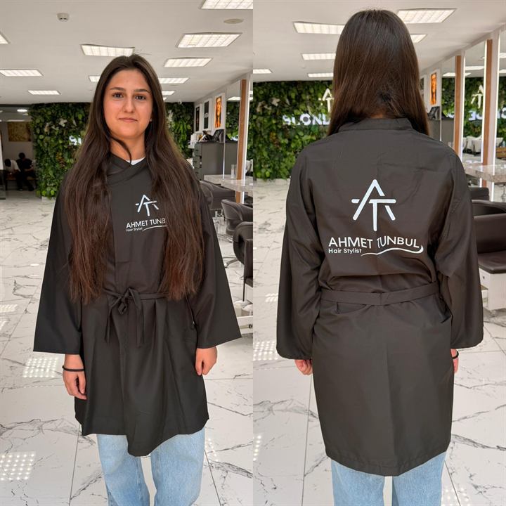 Logolu kimono, salon uygulaması ön ve arka