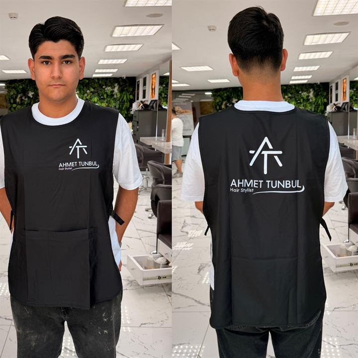 Logolu boya yeleği, salon uygulaması ön ve arka